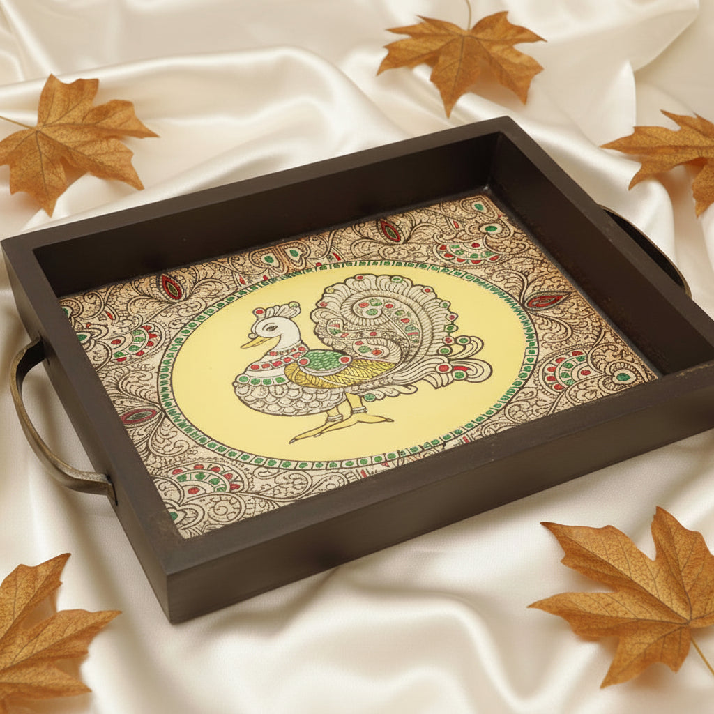 Tanjore-Pichwai Prints Wooden Trays 9x6