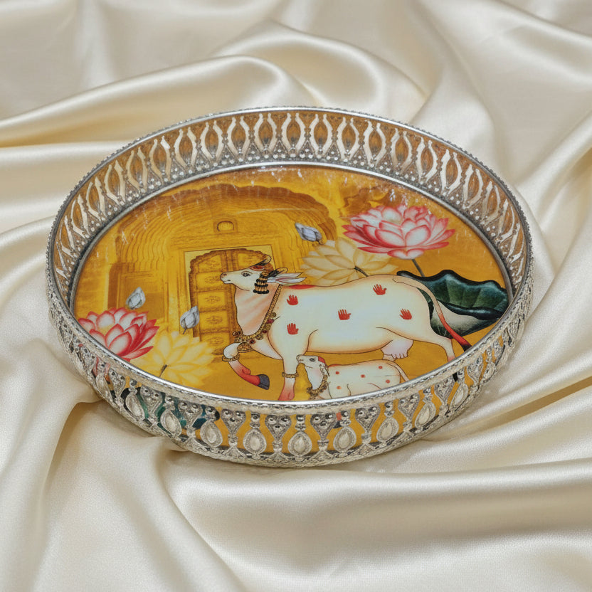 GS Pichwai Plate Round Assorted 10 Inch