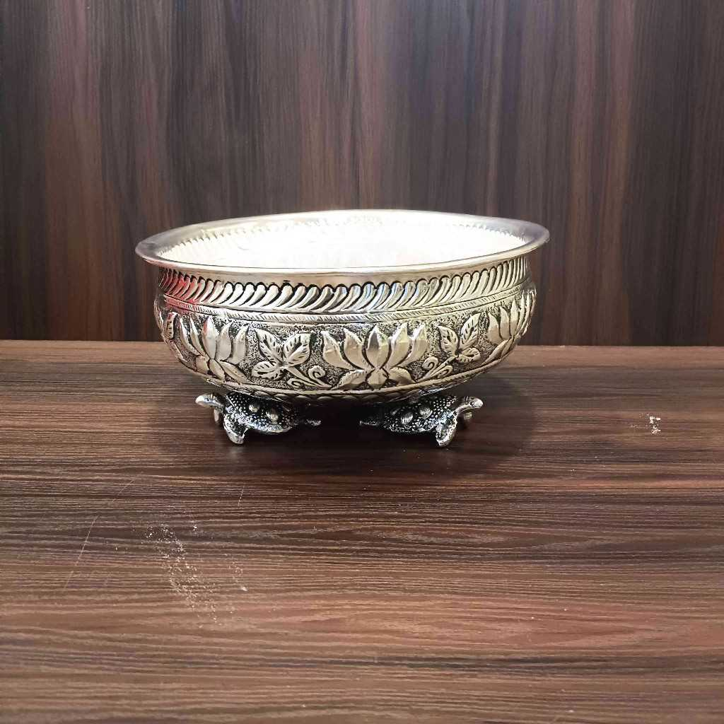 GS Antiq Tortoise Urli -Bowl Lotus 6.5 Inch