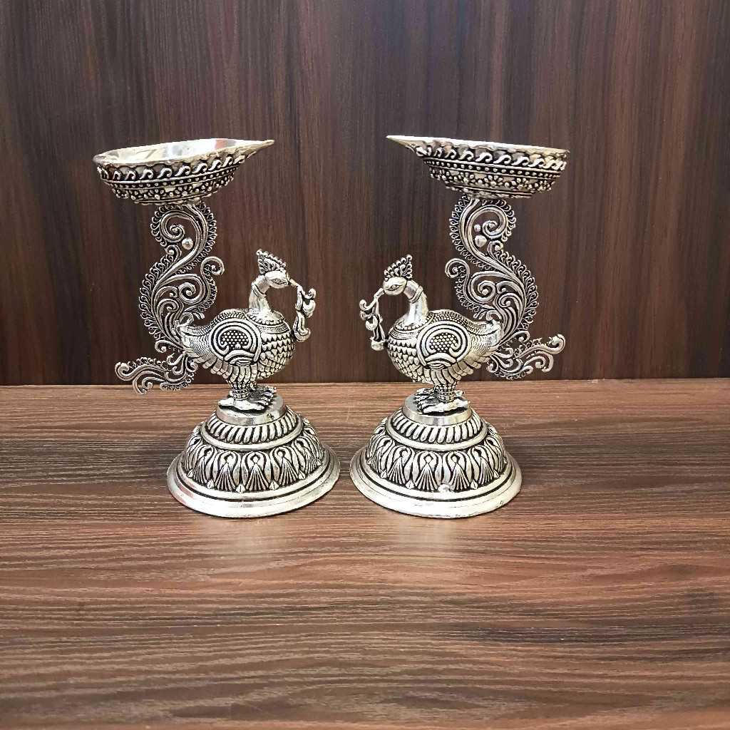 GS Antiq Peacock Chirag Diya Pair 5Inch