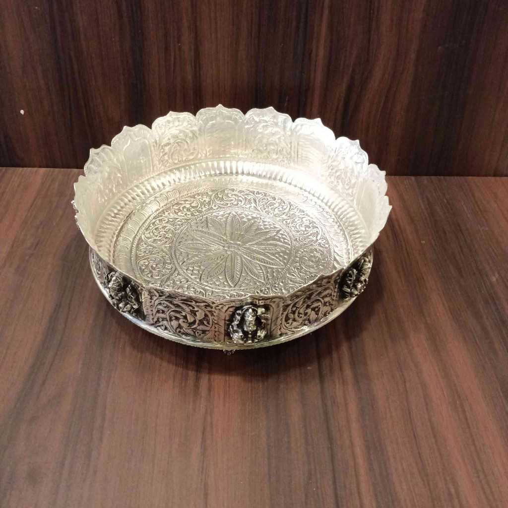 GS Antiq Ashtalakshmi Plate Floral 9 Inch