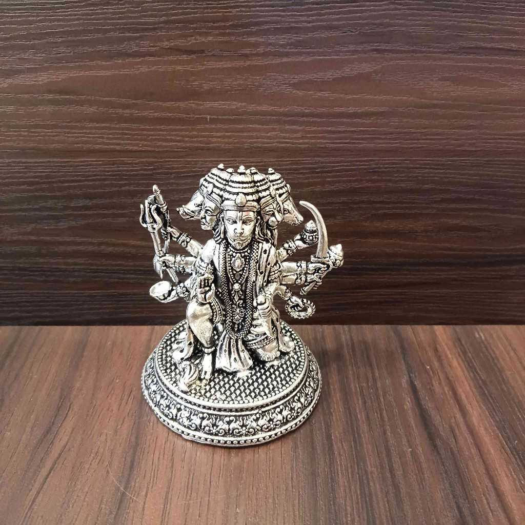 Antiq German Silver Panchmukhi Hanuman 3 Inch