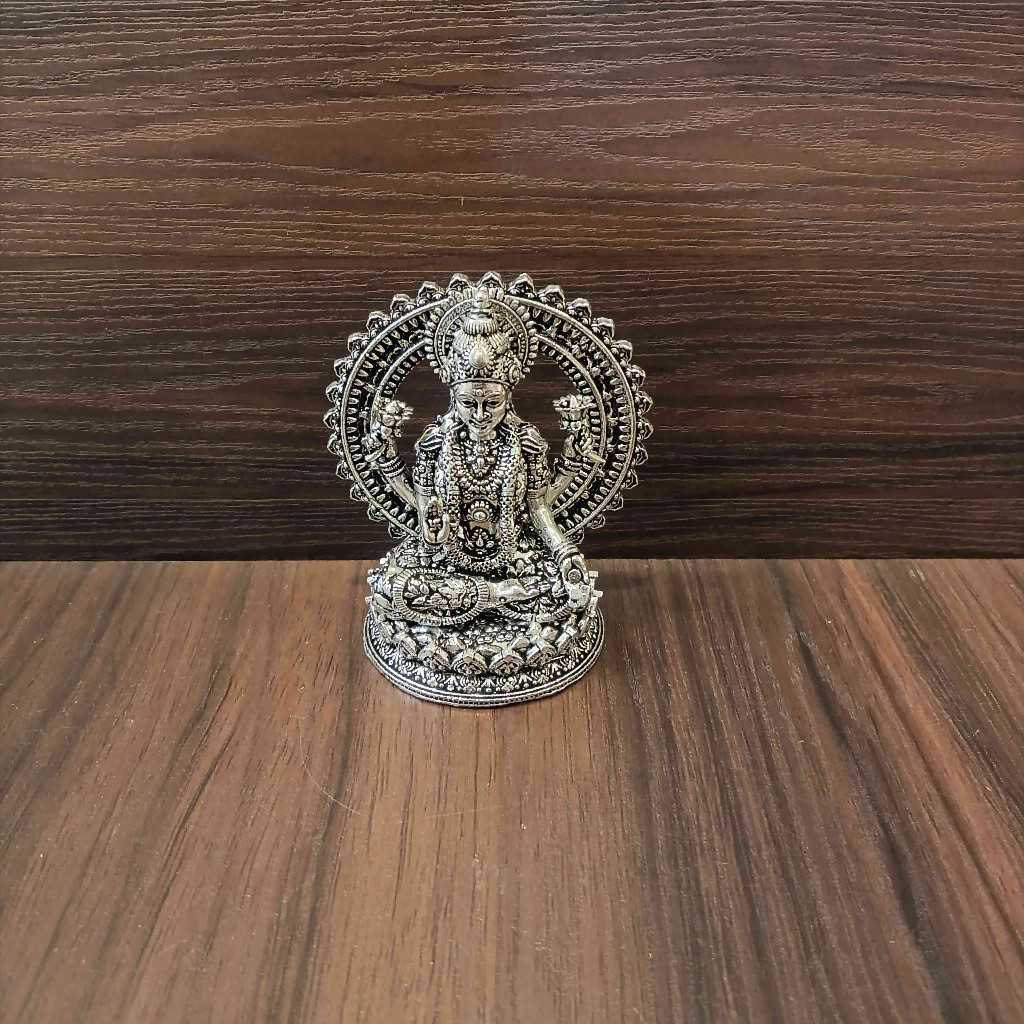 Antiq German Silver Lakshmi Round Mahrav 3 Inch