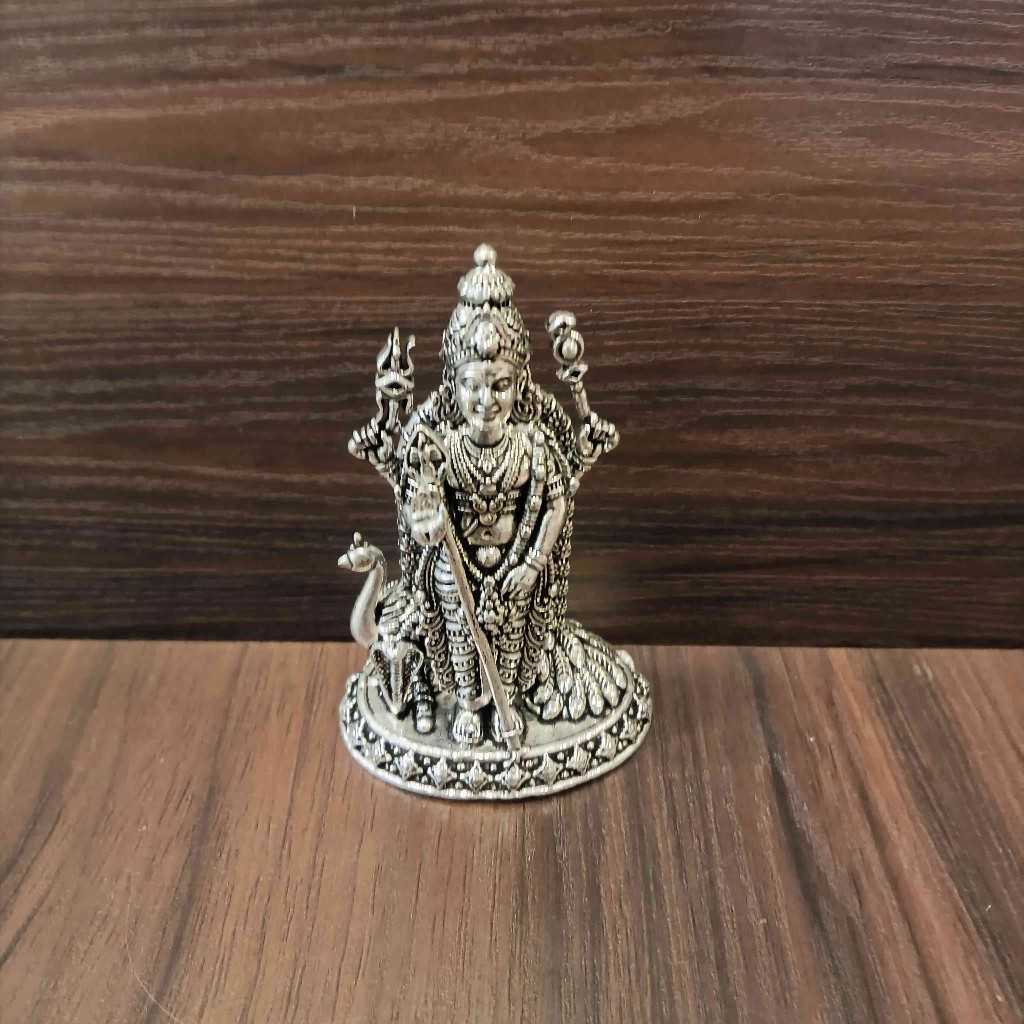 Antiq German Silver Muruga/Subramanya Idol 3.5Inch