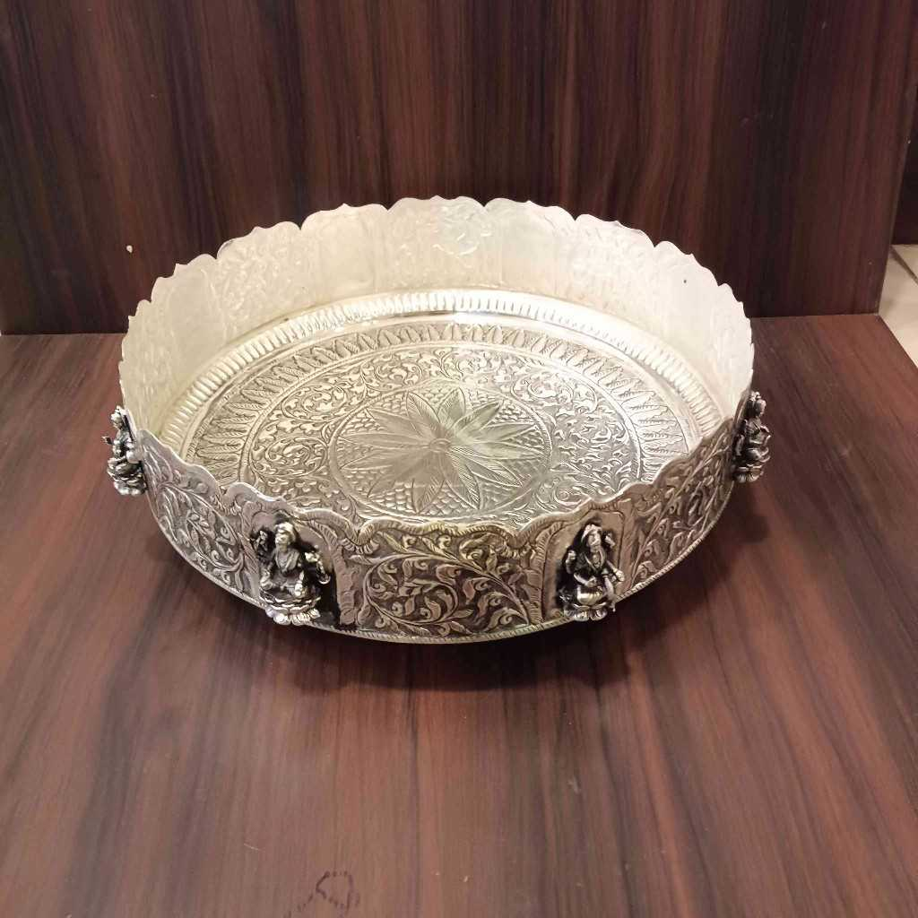 GS Antiq Ashtalakshmi Plate Floral 12 Inch