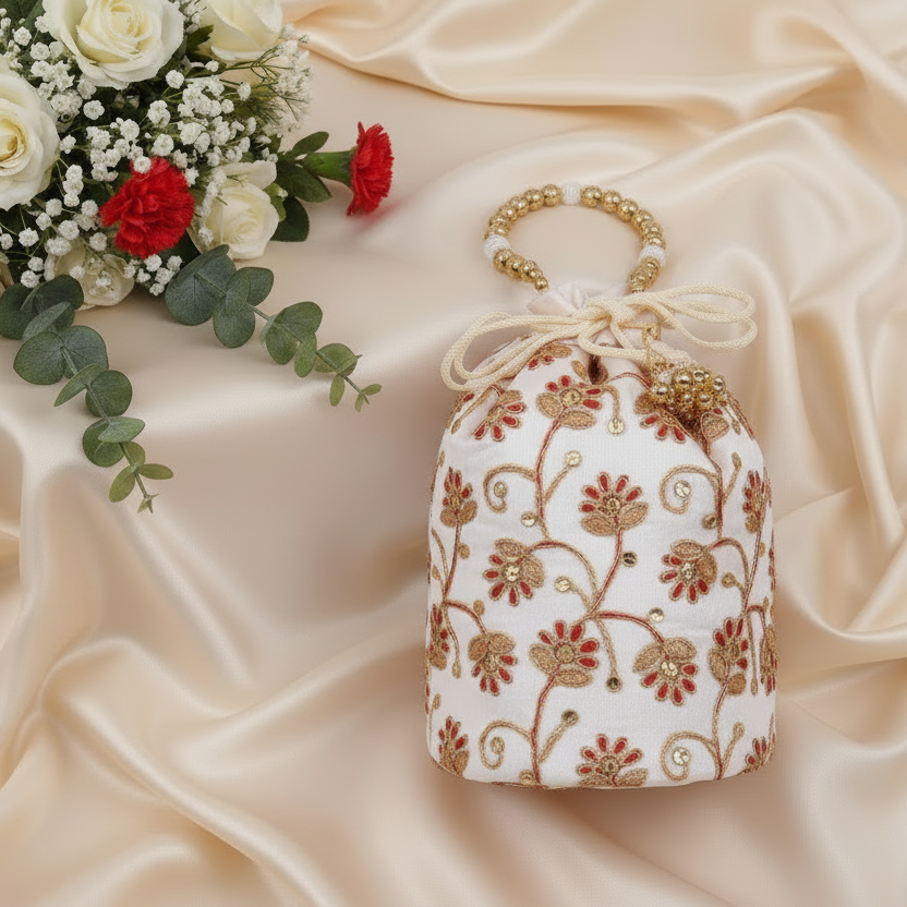 Potli Bag Bead Handle Panja ASSORTED COLOURS