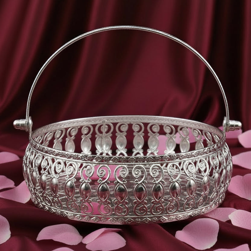 Silver Plated Basket With Handle 6
