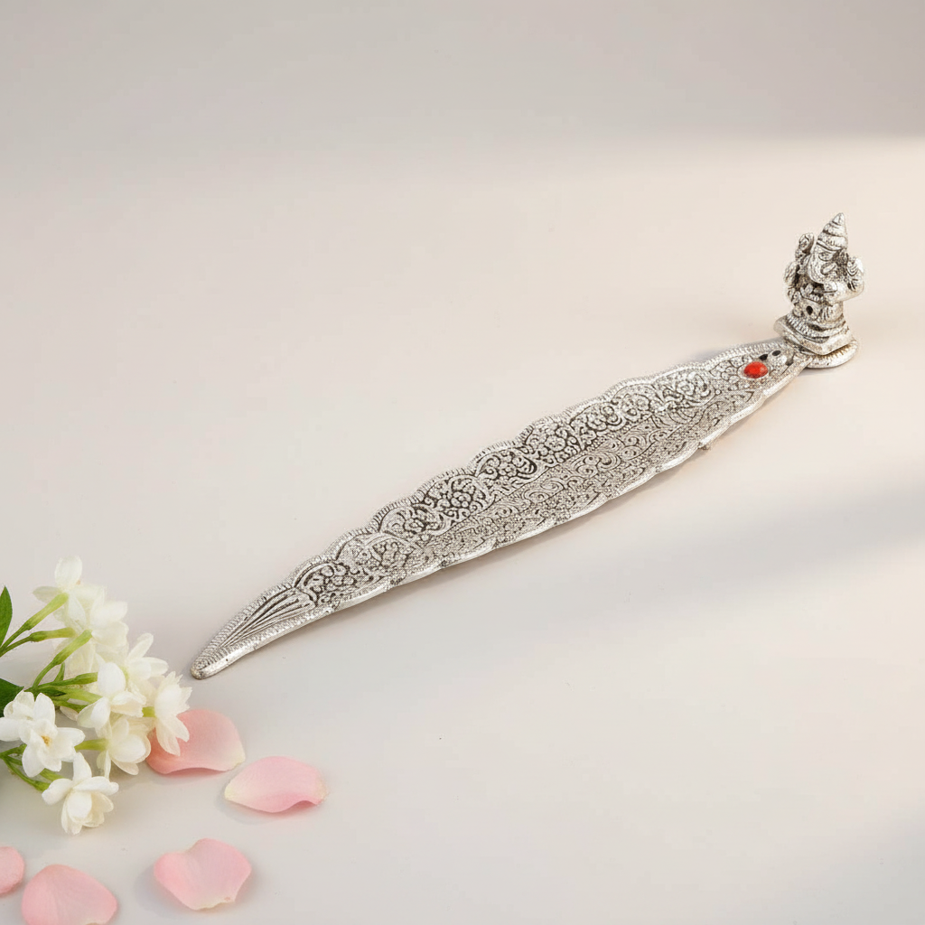 white metal agarbathi stand