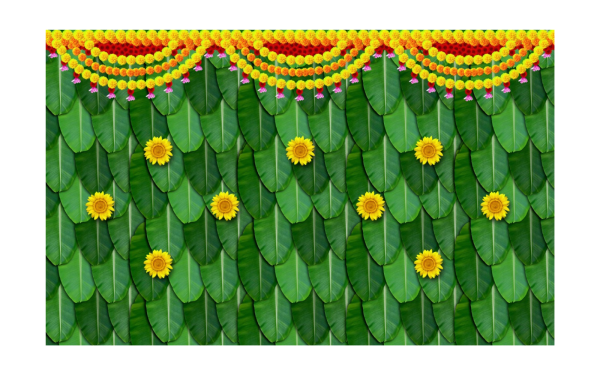 Backdrop -Banana Leaf With Sunflower