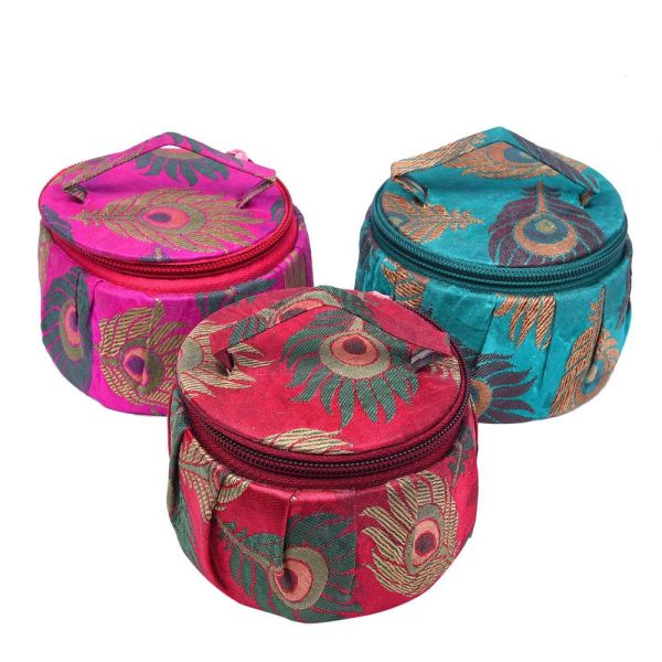 Bangle Box Round Peacock Feather Design