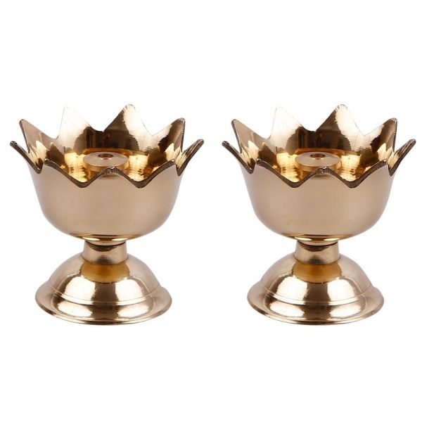 Brass Kamal Diya Small Pair