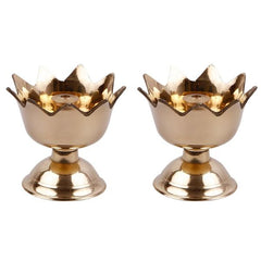 Brass Kamal Diya Small Pair