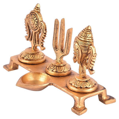 Brass Shanku Chakra Namam With Diya
