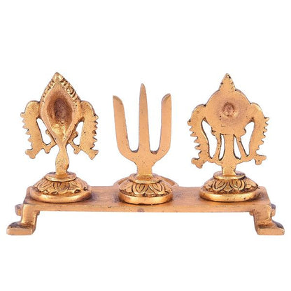 Brass Shanku Chakra Namam With Diya