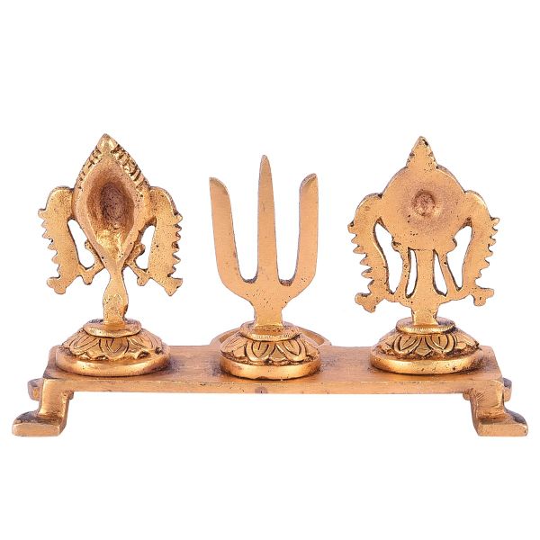 Brass Shanku Chakra Namam With Diya