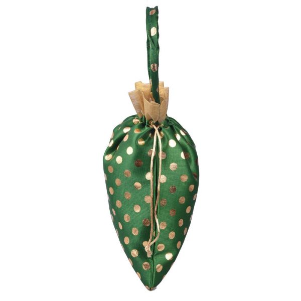 Dotted string bag with handle green