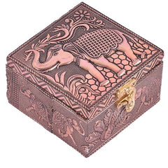 Elephant Embossed Box Copper Antiq Finish 4x4