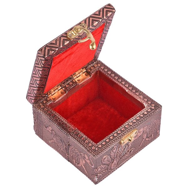 Elephant Embossed Box Copper Antiq Finish 4x4