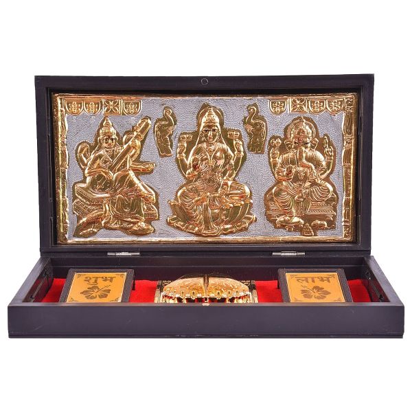 Ganesh Lakshmi Saraswathi Charan Paduka Pooja Box