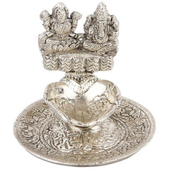 Whitemetal Ganesh Laxmi Diya