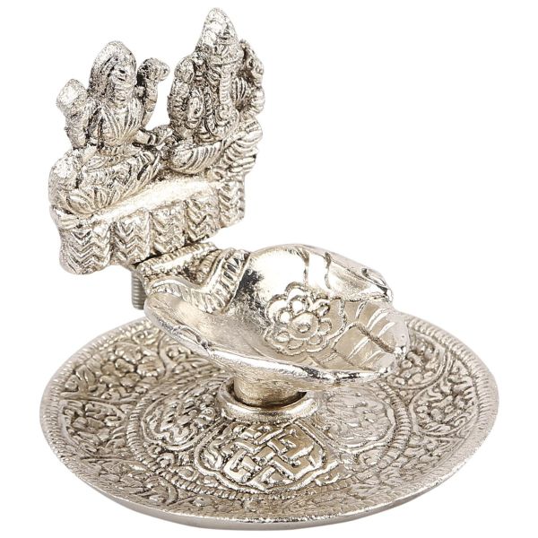 Whitemetal Ganesh Laxmi Diya