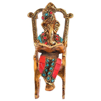 Ganesh Reading Book Stone Work