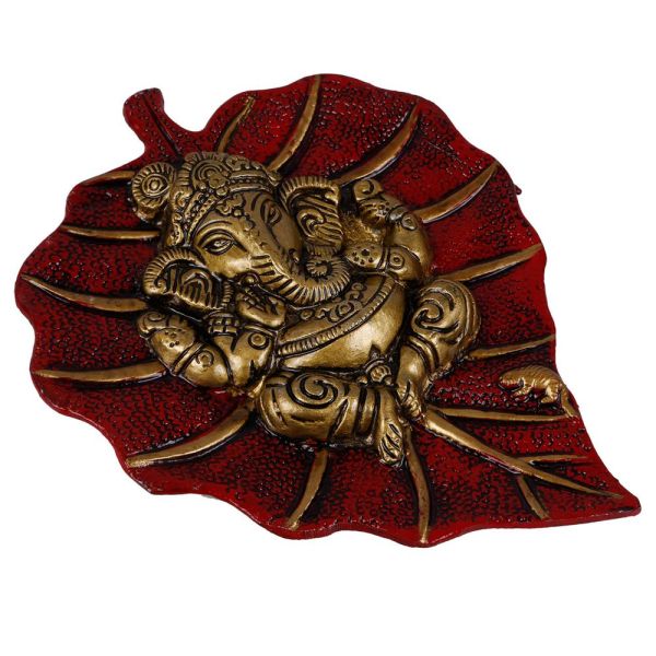 Ganesh Wall Hanging In Red Antique