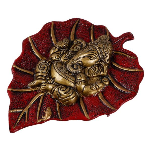 Ganesh Wall Hanging In Red Antique