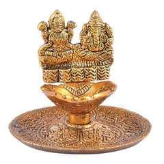 Lakshmi Ganesh Diya Golden Antiq