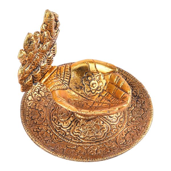 Lakshmi Ganesh Diya Golden Antiq