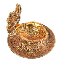 Lakshmi Ganesh Diya Golden Antiq