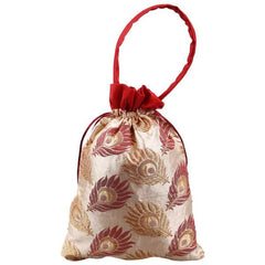 Potli Bag-Peacock Feather Beige