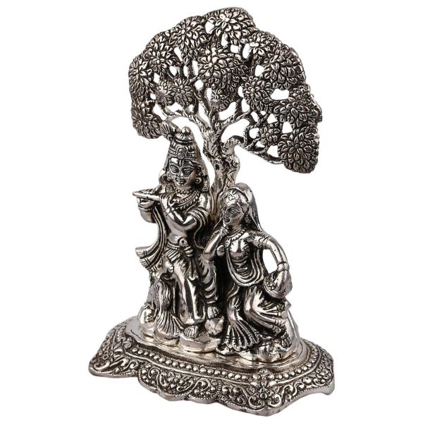 White Metal Radha Krishna Tree Antiq