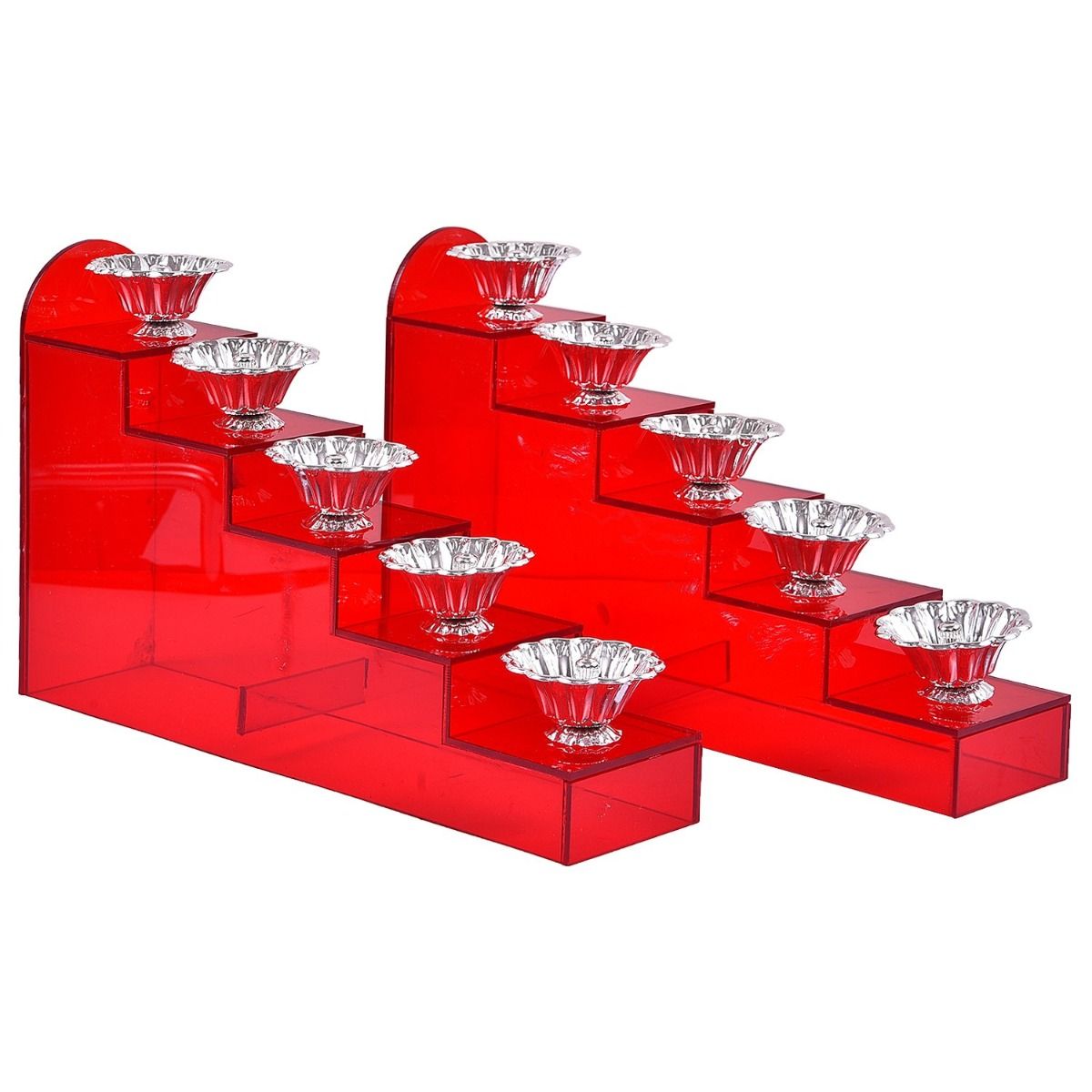 Red Acrylic Steps With German Silver Diya