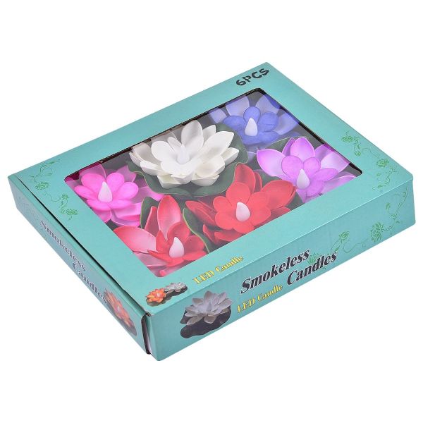 Sensor Floating lotus LED Diya 6 Pcs Set