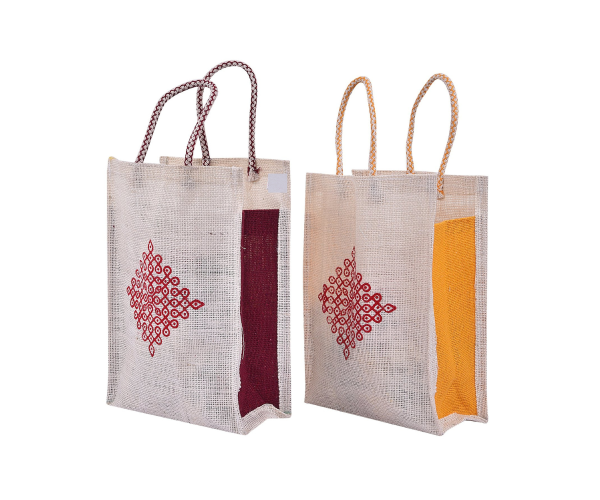 Thamboolam jute bag printed(assorted designs)