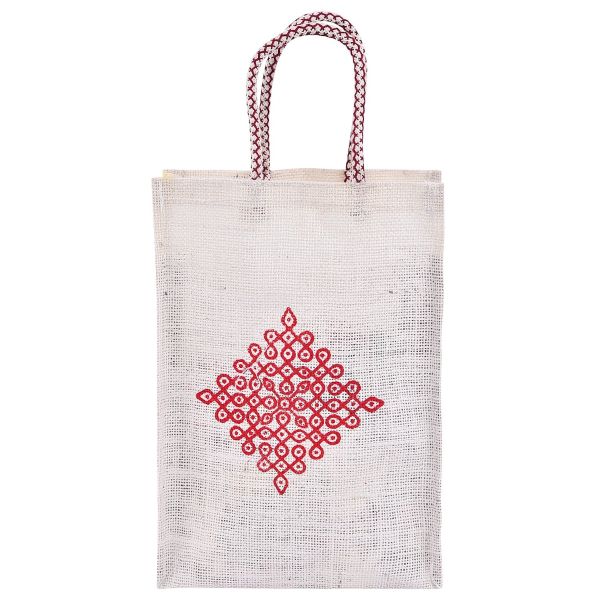 Thamboolam jute bag printed(assorted designs)