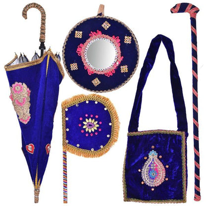 Wedding Velvet Kashi Yatra Set Blue (Random Designs)