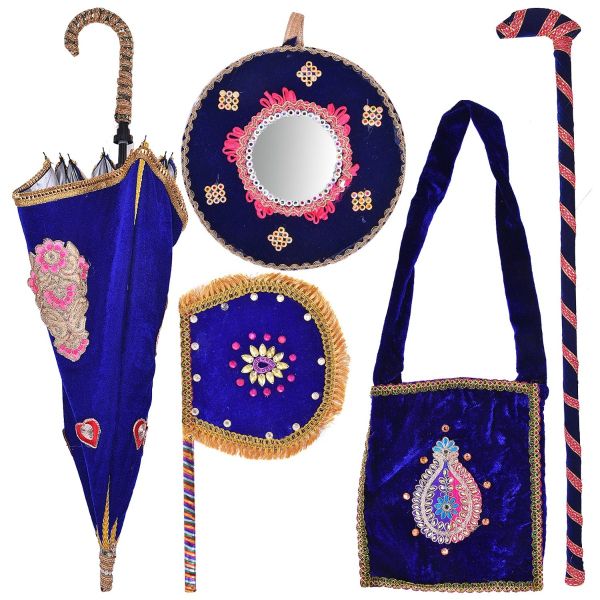 Wedding Velvet Kashi Yatra Set Blue (Random Designs)