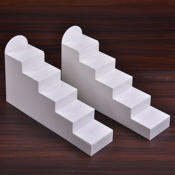 White Arylic Diya Stand With German Silver Diya