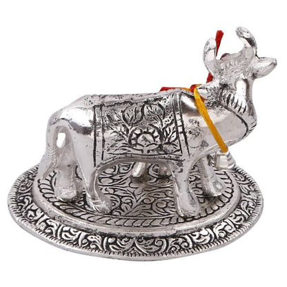 White metal cow n calf medium