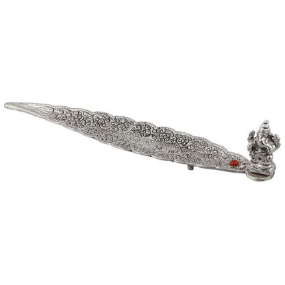 White Metal Leaf Agarbathi Stand Big