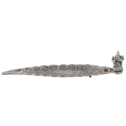 White Metal Leaf Agarbathi Stand Big