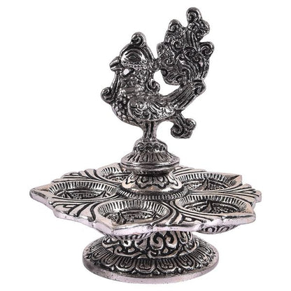 White metal Mayur Panch Deepak Stand