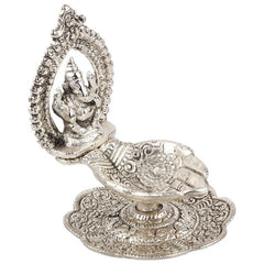 Whitemetal Ganesh Singasan Diya