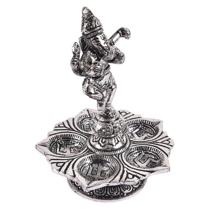 Whitemetal Natya Ganapati Panch Deepak