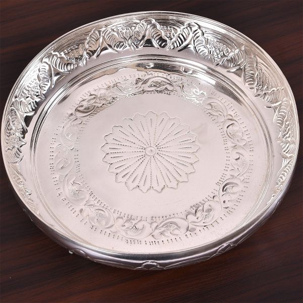 German Silver Fancy Plate 8 inch(carved designs may differ)