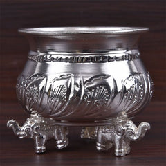 German Silver Kumkum Bowls Pair Elephant Base