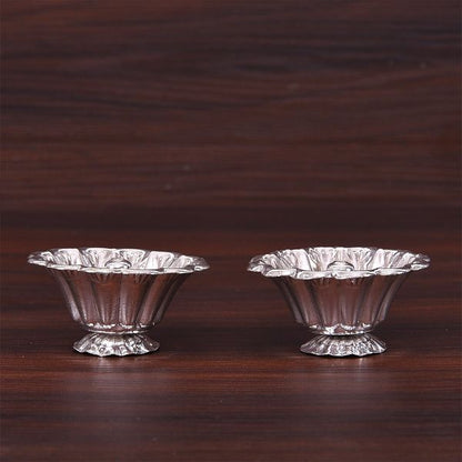 German Silver Peacock Diya Pair