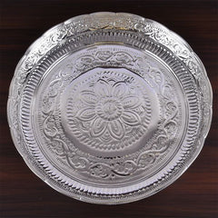 German Silver Pooja Plate/Thali/Harivanam Jumbo 14"